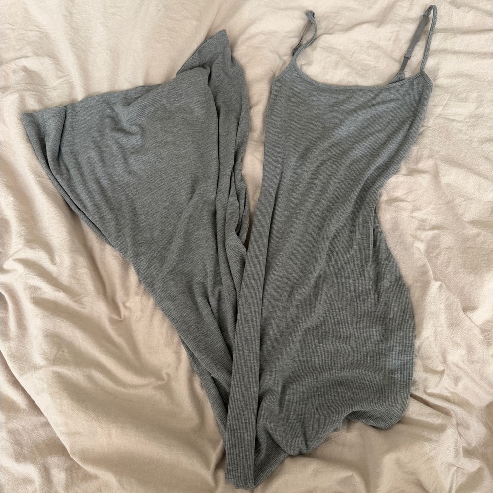 SKIMS Gray Spaghetti Strap Maxi Dress